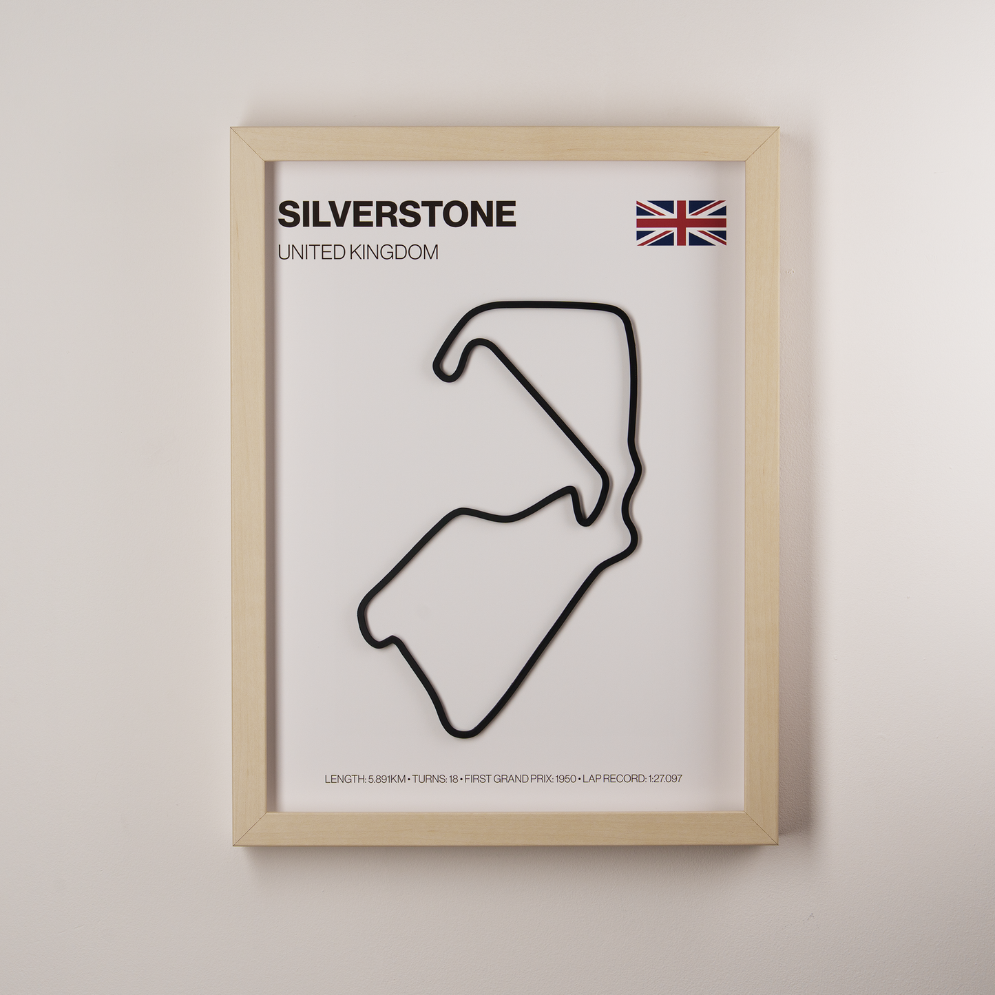 Silverstone Circuit 3D Track Wall Art – British Grand Prix Motorsport Print