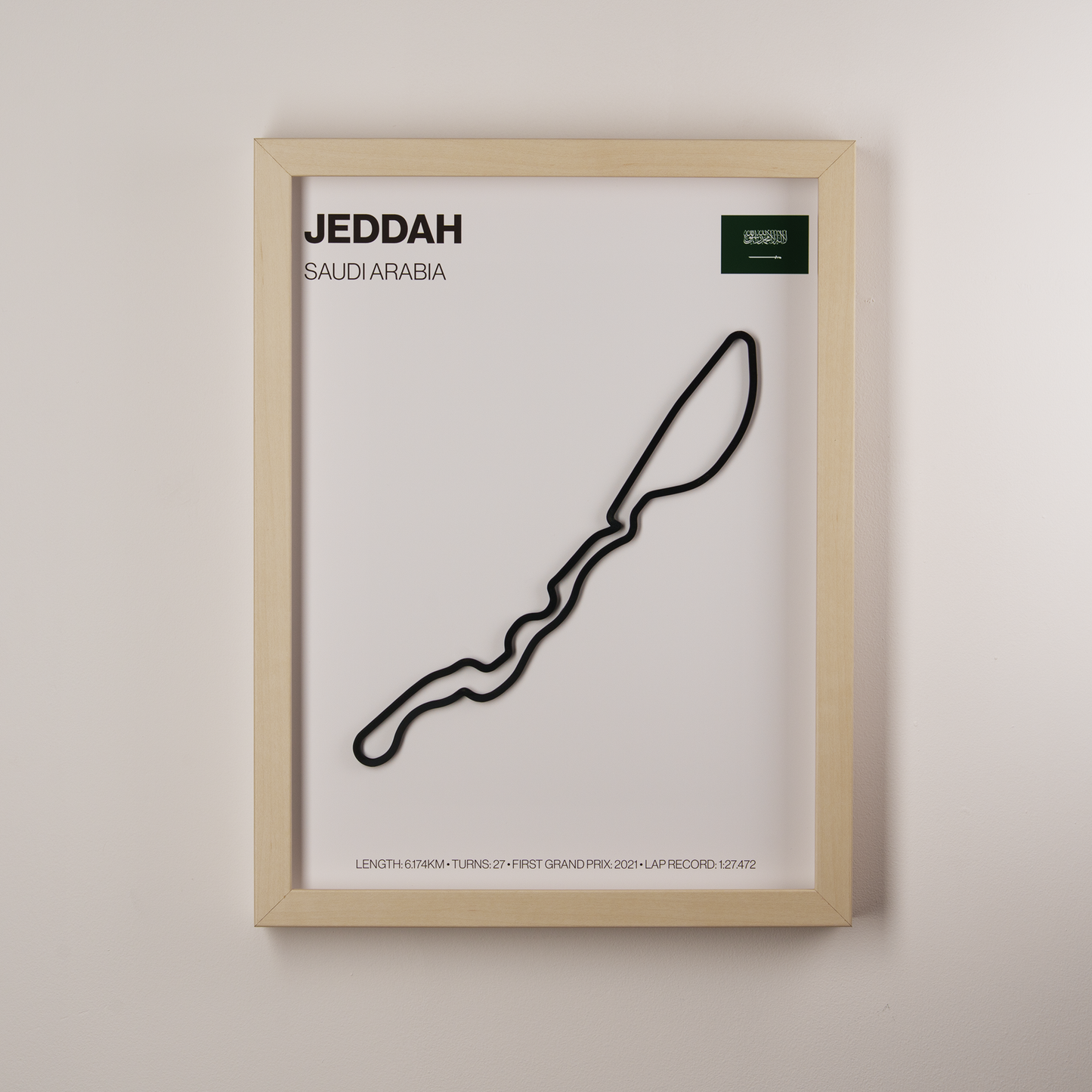 Jeddah Corniche Circuit 3D Track Wall Art – Saudi Arabian Grand Prix Motorsport Print