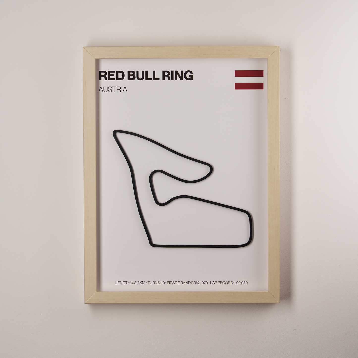 Red Bull Ring Circuit 3D Track Wall Art – Austrian Grand Prix Motorsport Print