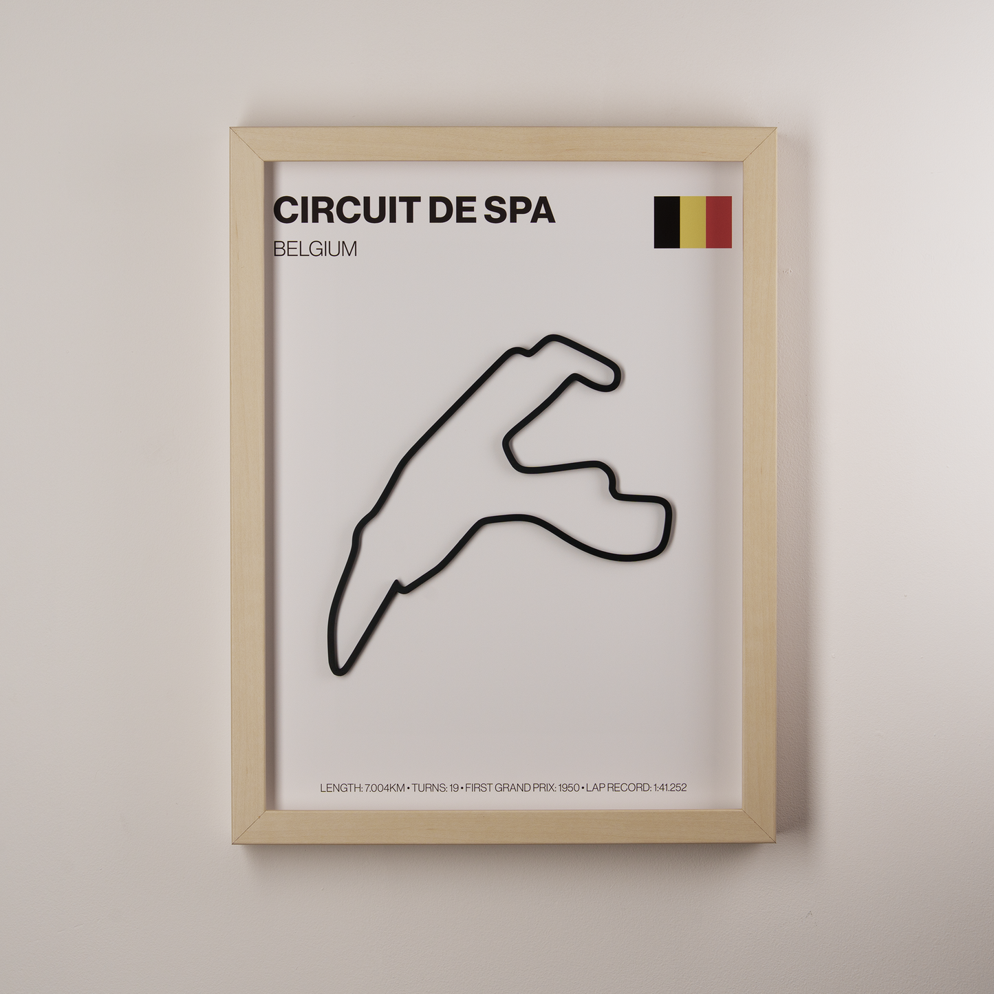 Spa-Francorchamps Circuit 3D Track Wall Art – Belgian Grand Prix Motorsport Print