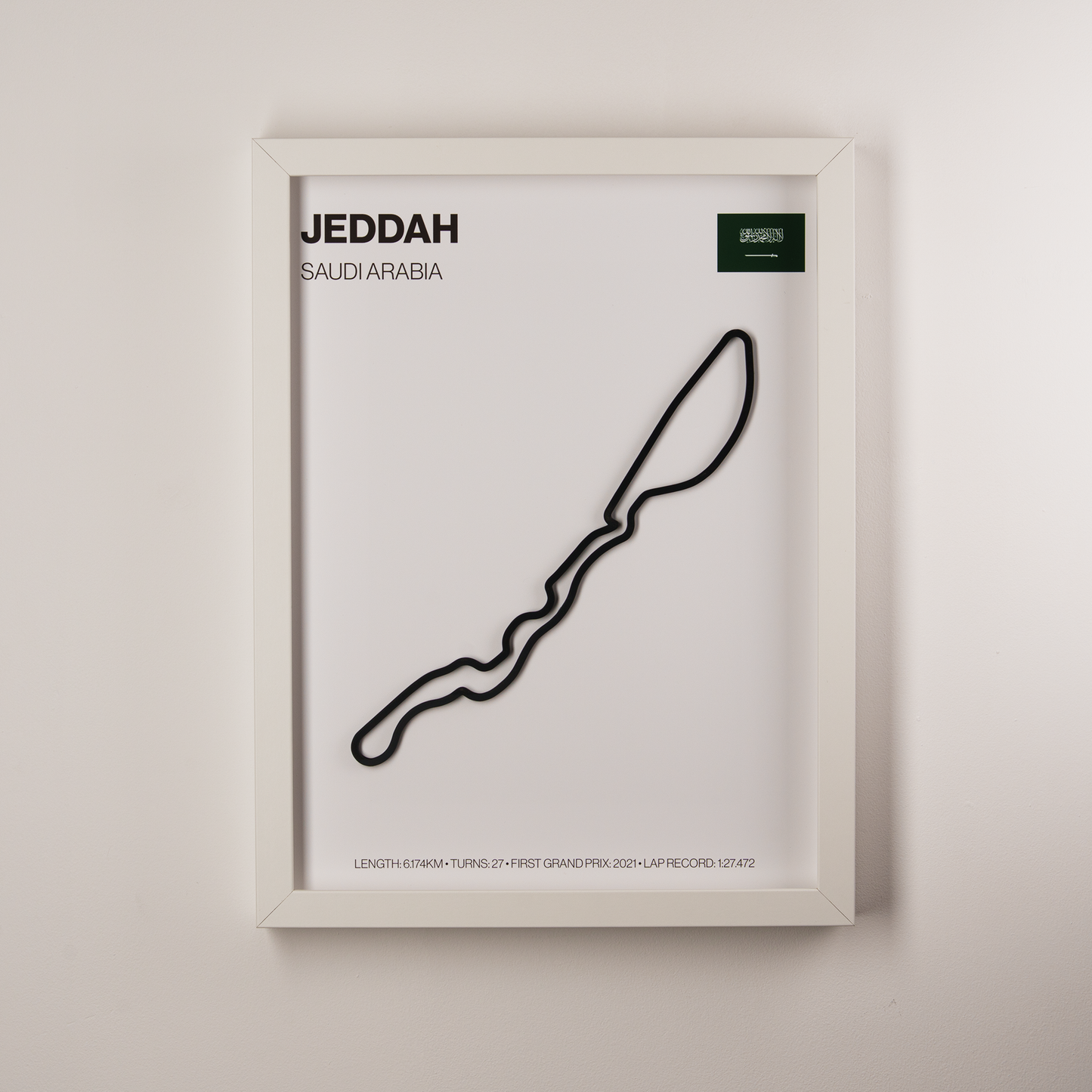 Jeddah Corniche Circuit 3D Track Wall Art – Saudi Arabian Grand Prix Motorsport Print
